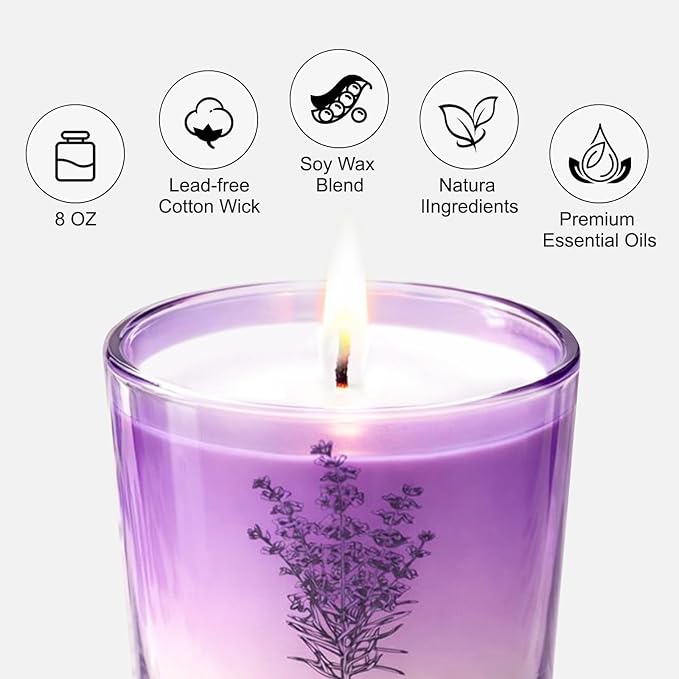Valentine’s Day Gift for Girlfriend & Wife – Lavender Soy Candle for Relaxation & Romance, Anniversary Couple Gifts, Home Scented Aromatherapy Candle