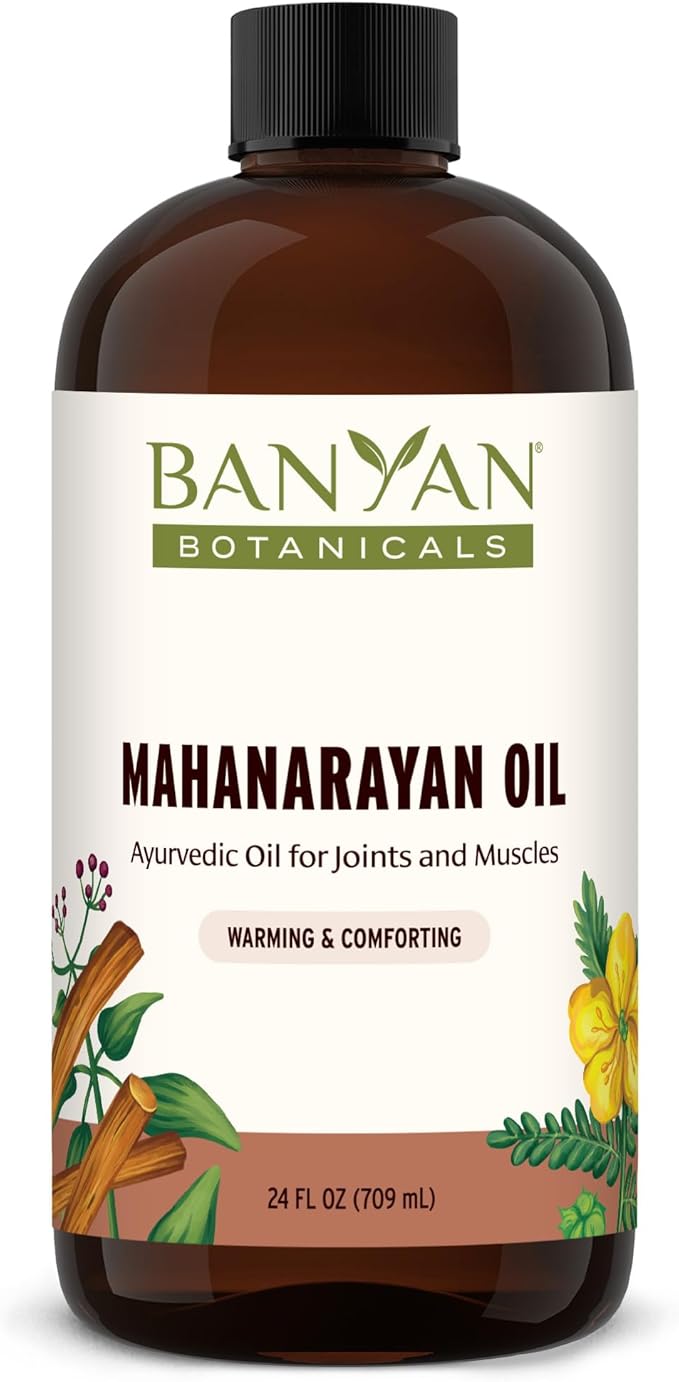 Banyan Botanicals Mahanarayan Oil – 99% Organic Ayurvedic Massage Oil – Penetrating Herbal Oil Used to Warm, Comfort, and Soothe Joints and Muscles – 24 oz. – Non GMO Sustainably Sourced Abhyanga Oil