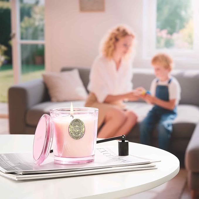 M&SENSE Natural Soy Candle | Jasmine & Pink | 9.2 oz, 50H Burn Time | Luxury Scented Candle for Relaxation, Gifting, Home Décor | Ideal for Bedroom, Office, Party Ambiance