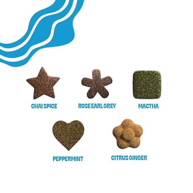 Tea Drops Sampler Box 25 Count | Organic Dissolvable Loose Leaf Tea | Iced or Hot | Microplastic-Free | Naturally Sweetened Organic Chai, Rose Earl Grey, Citrus Ginger, Peppermint, Matcha | 25 Servings - 5 Per Flavor