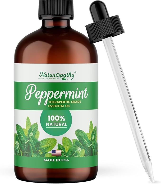 Naturopathy Peppermint Essential Oil, Natural Therapeutic Grade, Premium Quality Peppermint Oil, 4 fl. Oz - Perfect for Aromatherapy and Relaxation