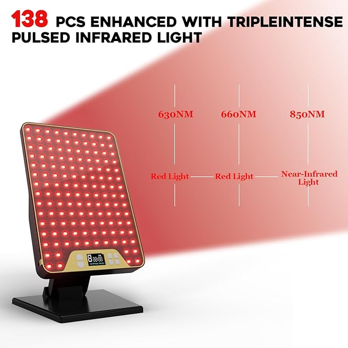 Red Light Therapy Device,Portable LED Red Infrared Light Device with 630nm, 660nm & 850nm Combination Light for Face and Body, 9 Adjustable Timer Settings, Adjustable Angle, Includes Goggles,Black