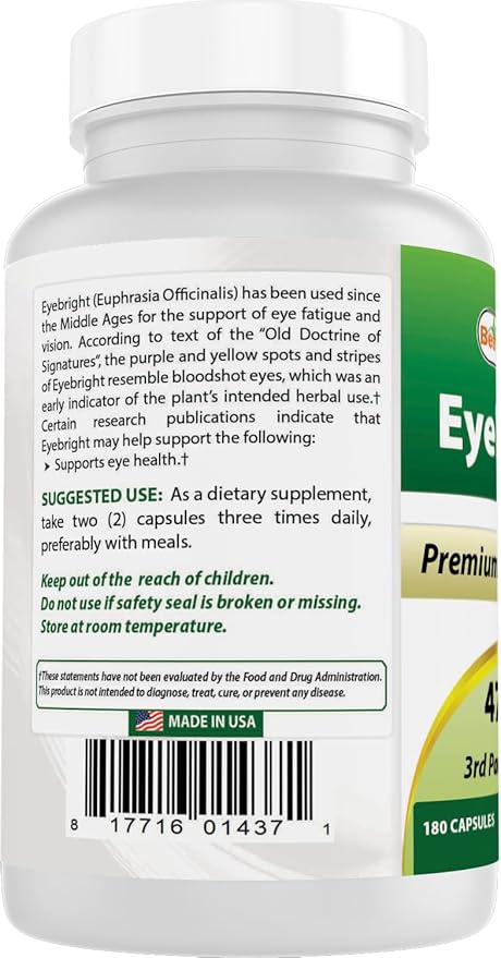 Best Naturals Eyebright 470 mg 180 Capsules (180 Count (Pack of 3))