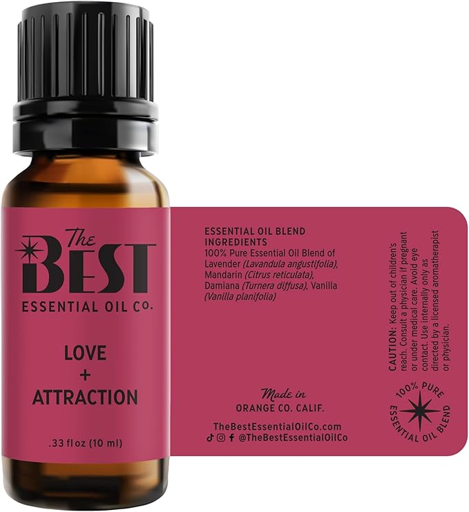 The Best Love + Attraction Essential Oil Blend- Premium Grade- 100% Pure & Natural for Aromatherapy, Diffuser, Spa, Massage, Air Freshener- 10 ml (.33 fl oz)