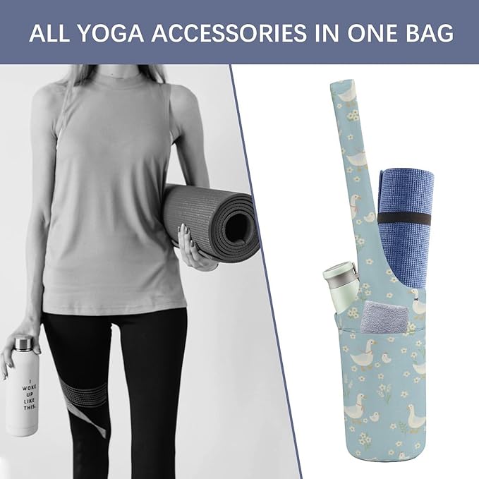 KKdskkds Vintage RoseYoga Mat Bag Large Opening Long Tote Yoga Mat with Pocket Fit Most Size Mats