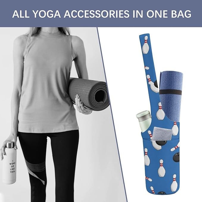 Aiyoolee Yoga Mat Bags, Large Tote Yoga Mat Carrier Holder with Water Bottle Pocket, Adjustable Shoulder Strap Storage Bag