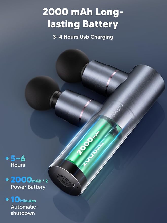 arboleaf Massage Gun Deep Tissue with Double Heads, Full-Metal Electric Portable Handheld Massager for Back, Shoulder, Sore Muscles, Pain Relief, 5 Modes, Seamless Speed Control