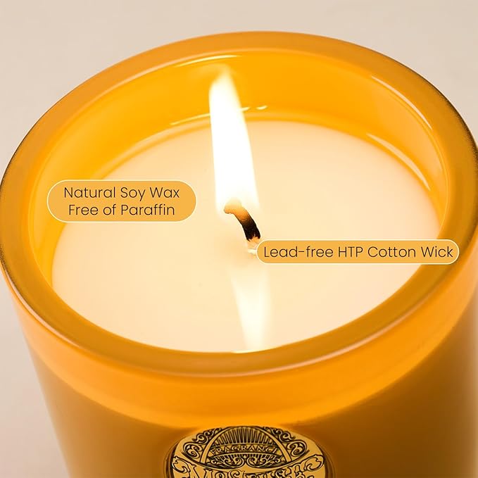 M&SENSE Natural Soy Candle| Mango Musk Yellow | 10.2 oz, 55H Burn | Luxury Scented Candle for Relaxation, Gifting, Home Décor | for Bedroom, Office, Party