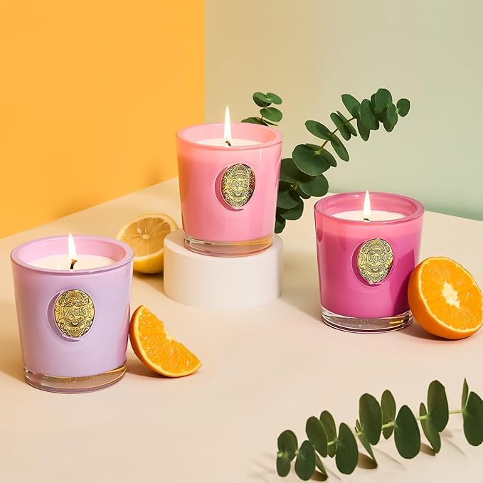 M&SENSE Natural Soy Candle| Lavender Chamomile Purple | 10.2 oz, 55H Burn | Luxury Scented Candle for Relaxation, Gifting, Home Décor |for Bedroom, Office, Party