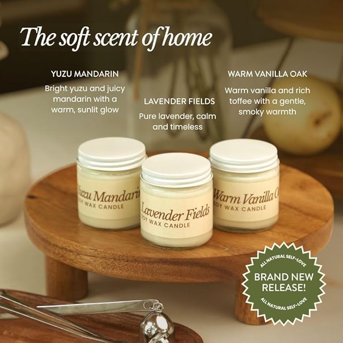 Bare Botanics Soy Candle Gift Set 3 pcs - 100% Plant-Based Fragrance Oils - Premium, Non-Toxic Candle - Softly Scented Natural Soy Wax - Handpoured in WI - Discovery Candle Set and Ready to Gift