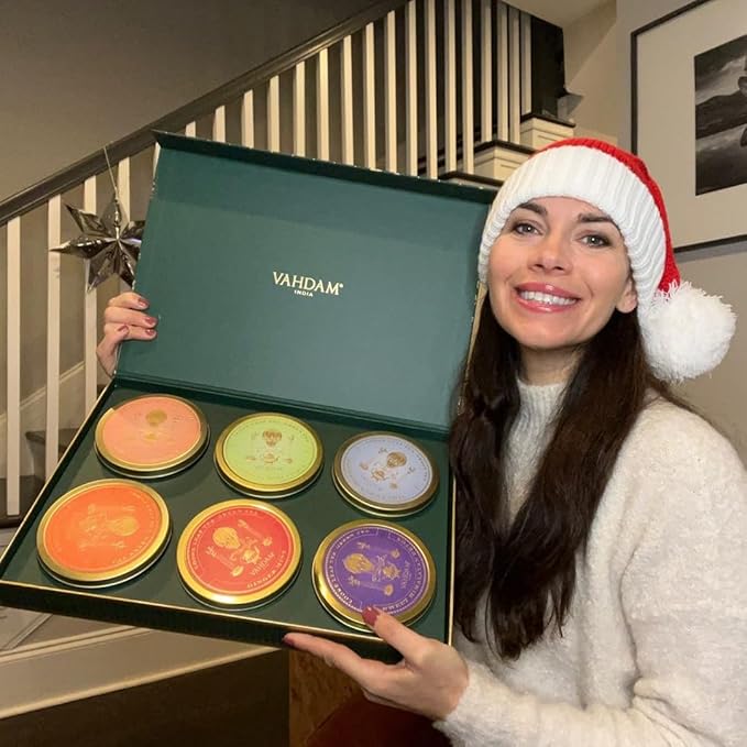 VAHDAM, Green Tea Set Gift Box (6 Teas) Premium Tea Gift Sets | 100% Pure Loose Leaf Tea, Gluten Free | Christmas Tea Gifts | Christmas Gifts For Women, Men & Adults I Christmas Gifts 2025