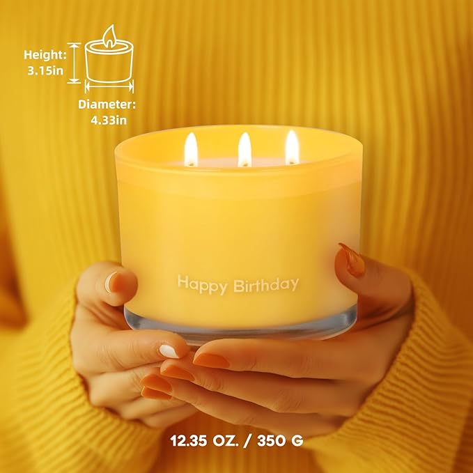 KONNI 3 Wick Vanilla Scented Candles, Home Soy Candles, 12.35oz Luxury Relaxing Aromatherapy Candle for Women Men, 50 Hours Long Lasting Clean Burning Jar Candle, Romantic Birthday Gift for Lover