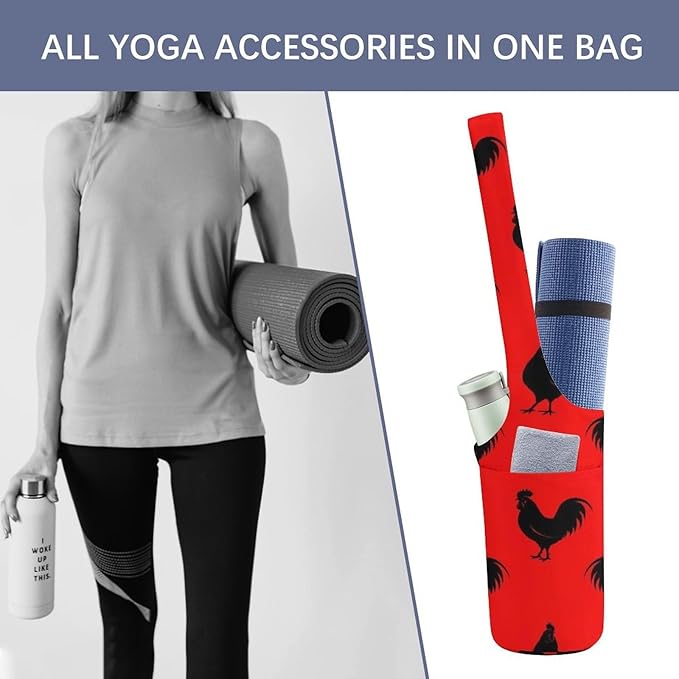 Aiyoolee Spacious Yoga Mat Storage Bag Single Shoulder Portable Carrier with Pocket for Gym Yoga Fitness