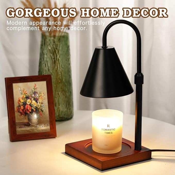 Modern Candle Warmer Lamp with Timer, Dimmable Candle Lamp Warmer, Men Women Christmas Birthday Gifts, Black Candle Warmer, Adjustable Candle Light Warmer, Cozy Living Room Bedroom Home Decor