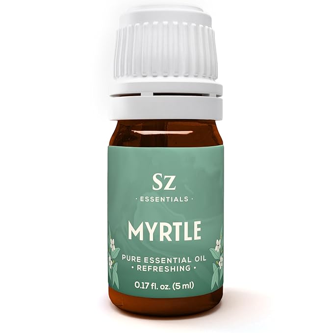 Myrtle Essential Oil, 100% Pure and Natural - Steam Distilled from Myrtus Communis - Fresh & Herbal Scent with Camphor-Like Overtones - Therapeutic Grade & Vegan - 0.17oz (5ml)