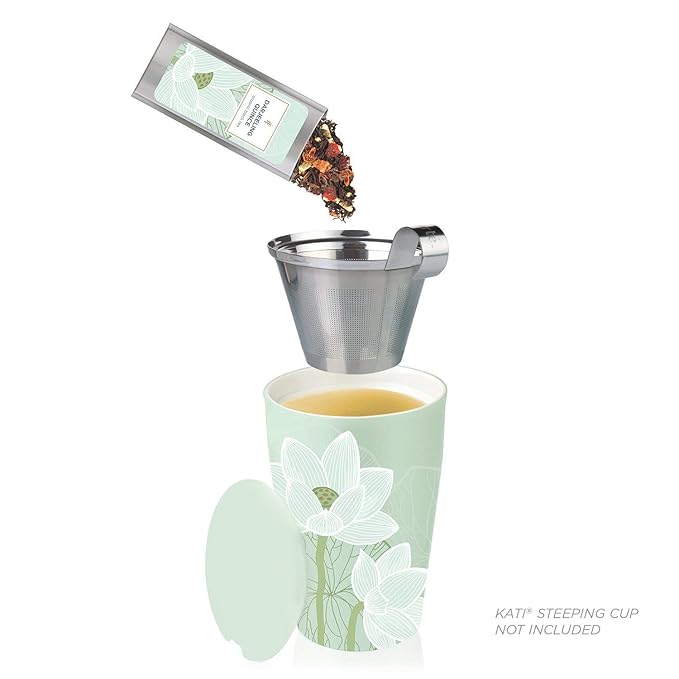 Tea Forte Lotus Single Steeps Loose Leaf Premium Tea Gift Set Sampler, 15 Count 3 of Each Assorted Blends, Pre-Portioned Single Serve Pouches, Steeps 12 oz