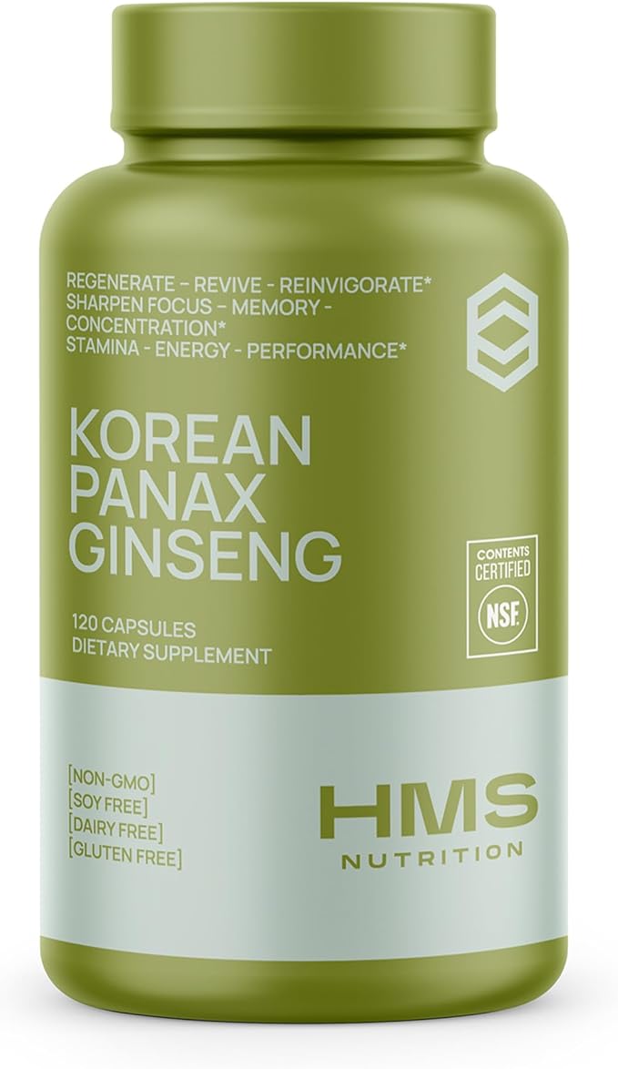 Korean Red Panax Ginseng 2000mg Supplement – 120 Vegan Capsules, Max Strength Ginsenosides, NSF Certified Extract for Energy, Stamina, Focus, Performance & Immune Support