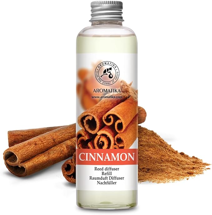 Cinnamon Reed Diffuser Refill with Natural Essential Cinnamon Oil 6.8 Fl Oz - Fresh & Long Lasting Fragrance - Reed Diffuser Oil Refill for Aromatherapy - Home - Fitness - Boutique