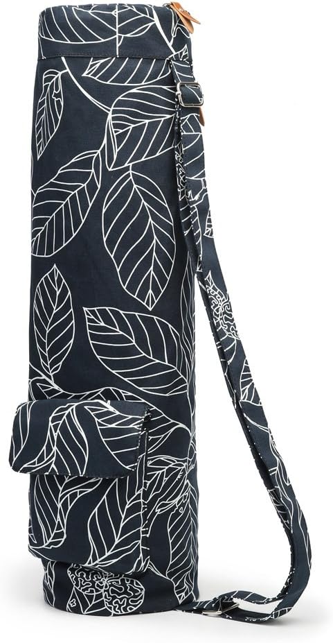 ELENTURE Canvas Yoga Mat Bag with Adjustable Strap & Pockets, Full-Zip Travel Gym Tote for Women & Men, Fits 1/4" & 1/3" Thick Mats, Lightweight Carrier for Yoga, Workout, Outdoor Use