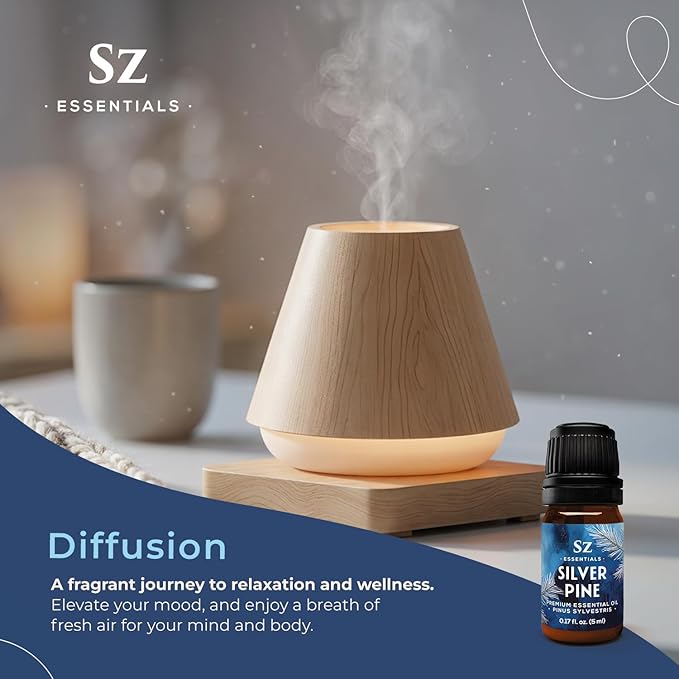 Silver Pine Essential Oil - 100% Pure & Undiluted- Extracted from Pinus Sylvestris - Clean & Fresh Scent with Woody Overtones - Therapeutic Grade & Vegan - 0.17oz (5ml)