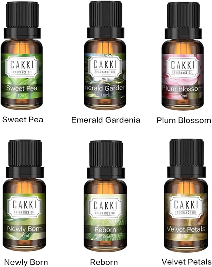 Essential Oils for Diffusers for Home,Spring Fragrance Oils Set of 6x10ml, Sweet Pea,Emerald Gardenia,Plum Blossom,Newly Born,Reborn,Velvet Petals,Aromatherapy Oils,for Candles Making