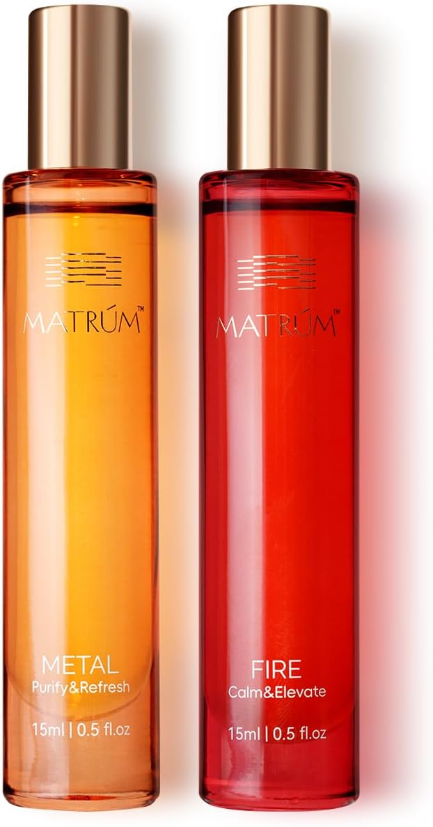 MATRUM Deep Focus & Creative Flow Blend Essential Oil Roll On, 100% Pure, Best Companion Study and Work Aromatherapy Oil for Focus, Calming and Muscle Relax, Fire and Metal Roller Set, 1 Fl Oz