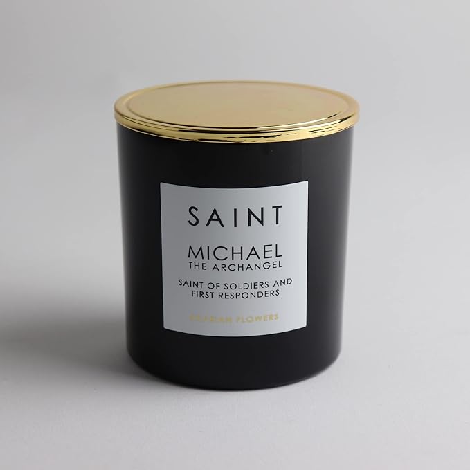 SAINT Michael The Archangel Scented Candle with Prayer and Prayer Coin, Saint of Soldiers and First Responders, Soy Coconut Aromatherapy Candle with 50-Hour Burn Time