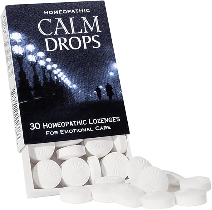Calm Drops Homeopathic Lozenges (1 Pack)| Natural Care for Emotional Stress Relief, Vegan & Gluten-Free Organic Vanilla Flavor Drops to Promote Relaxation and a Sense of Calm