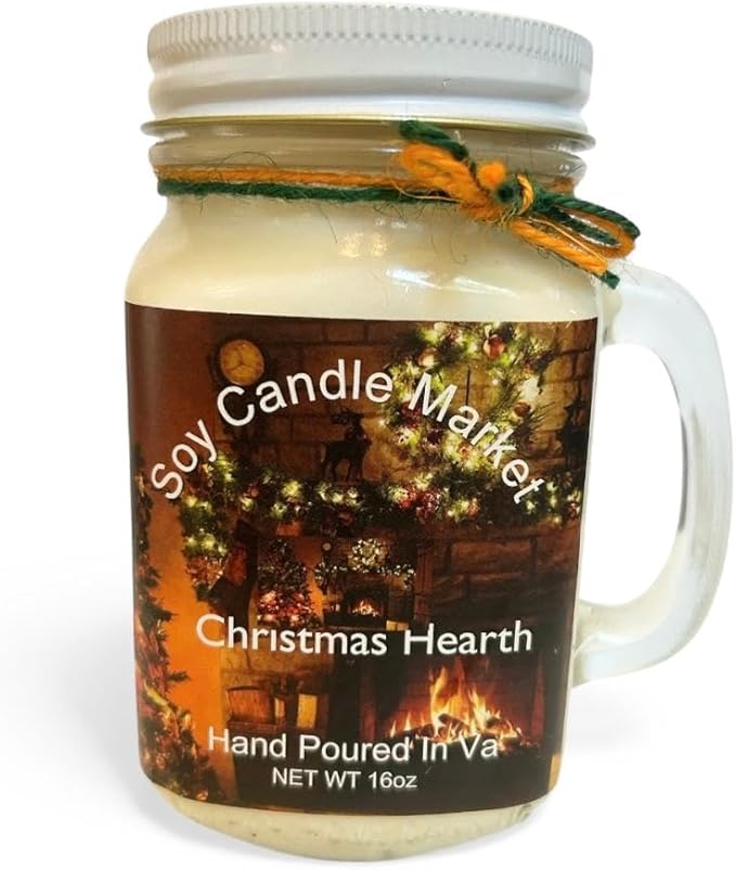 Soy Scented Candles | Handmade & Highly Aromatic Candles Burns Upto 85 Hours in Glass Jar - Perfect for Home Decor, Wedding, Birthday, Dinner (Christmas Hearth, 12 oz)