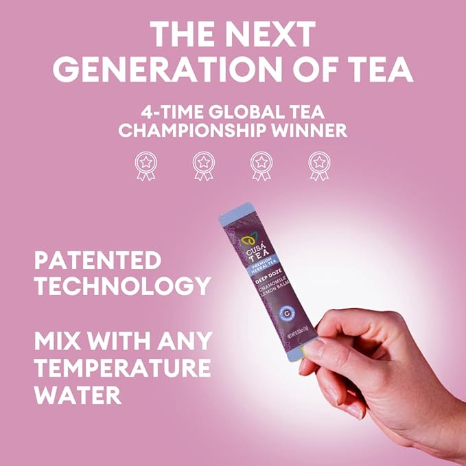 Cusa Tea & Coffee | Deep Doze Herbal Tea | Premium Caffeine Free Instant Tea | Hot & Iced Tea with No Added Sugar (30 Single Servings)