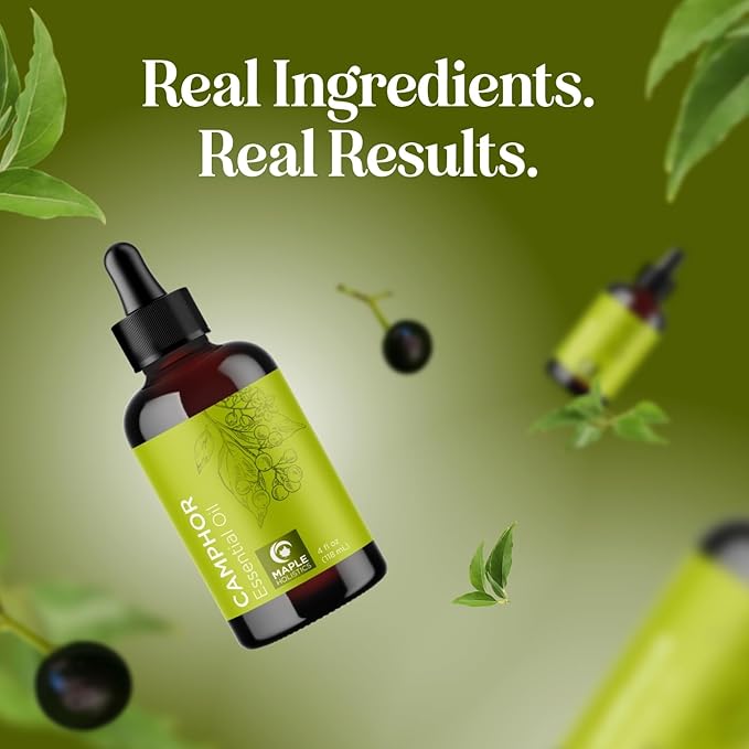 Pure Undiluted Camphor Essential Oil - 100% Pure Camphor Oil for Aromatherapy and Beauty DIYs Great for Soothing Skin and Clearing Chest - Outdoor Diffuser Oil for Patios and Porches (4 Fl Oz)