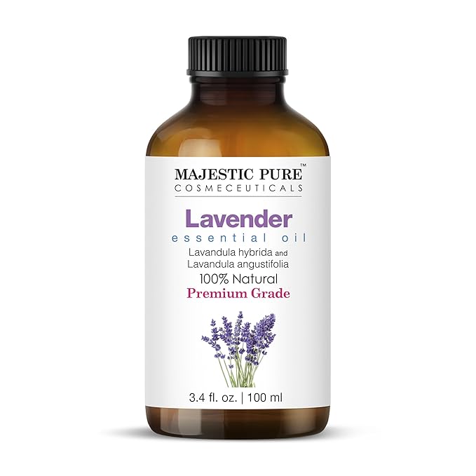 Majestic Pure Essential Oil with Glass Dropper - 100% Pure and Natural - Essential Oils for Diffuser, Aromatherapy, Soap and Candle Making, Lavender Essential Oil, Lavender Oil, 3.4 Fl Oz