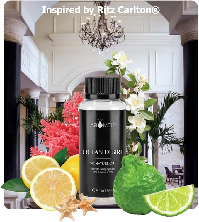 Ocean Desire Inspired by Ritz Carlton - Aromely Hotel Selection Diffuser Oil Scent - Fragrance from 5-Star Resorts - Luxurious Scent of Bergamot, Amber, Musk, and Jasmine (120ml)