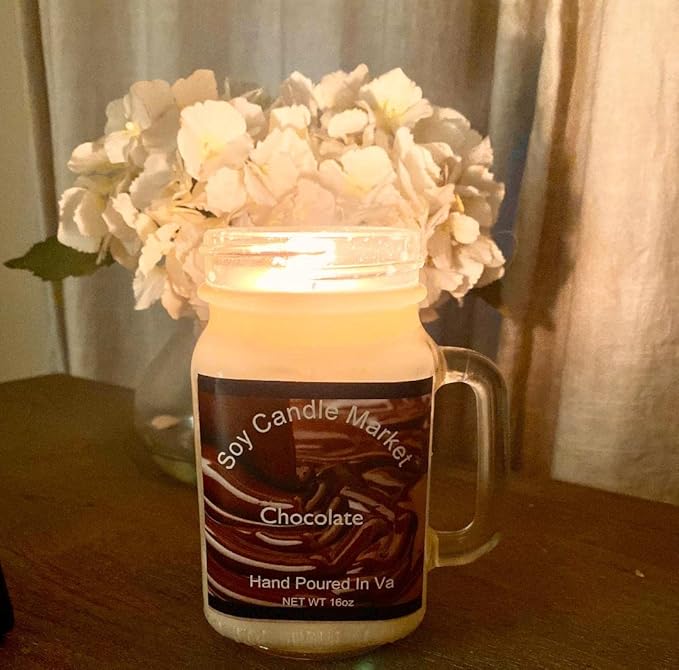 Soy Scented Candles | Handmade & Highly Aromatic Candles Burns Upto 85 Hours in Glass Jar - Perfect for Home Decor, Wedding, Birthday, Dinner (Chocolate, 12 oz)