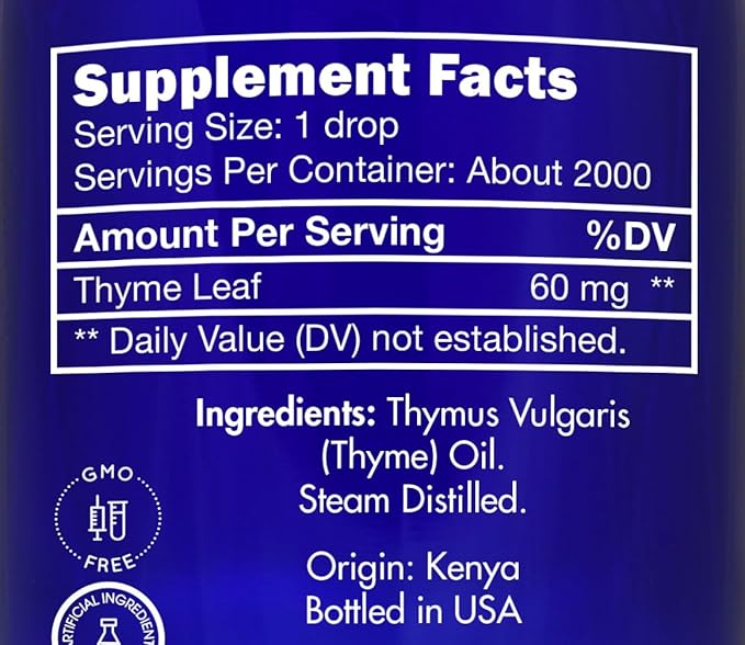 Thyme Essential Oil, Food Grade – 100% Pure, Thyme Oil, by Zongle Therapeutics, 4 OZ
