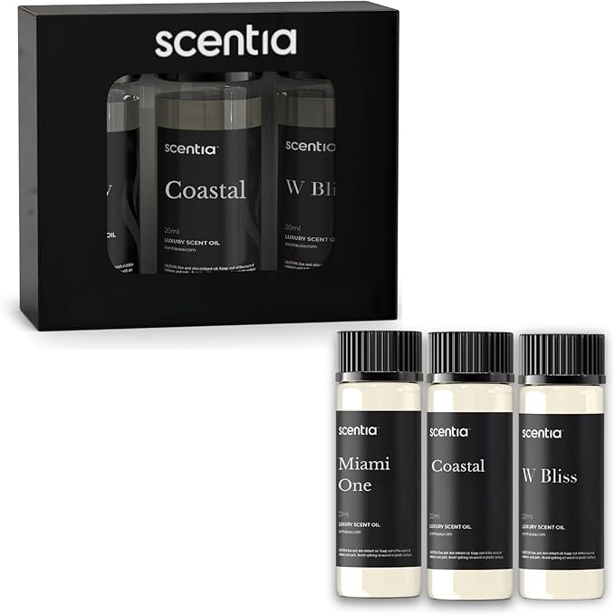 Scentia Diffuser Oil|Inspired by Luxury 5 Star Resorts | Aromatherapy Fragrance Oil | Notes of Cardamom, Leather Cinnamon & Sandalwood, Essential Oil Blend Gift Set - 3 x 20 ml -The 1 Hotel, W Hotel