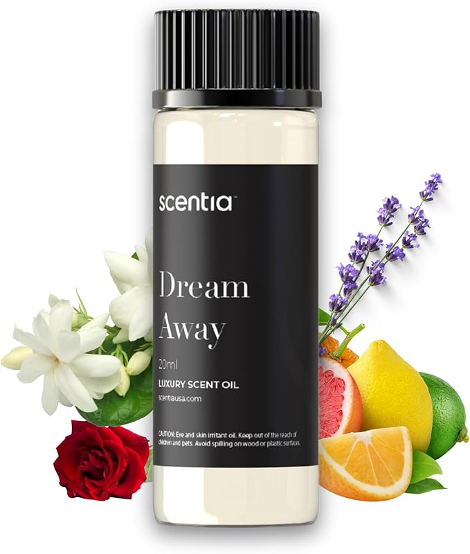 Scentia Fragrance Oil Blend, Inspired by Iconic Perfume, Home Luxury Scents, Essential Oil Blend for Aromatherapy Diﬀusers, Humidifiers & Candle Making -Dream Away 20ml, 0.67 Fl Oz, Thanksgiving Gift