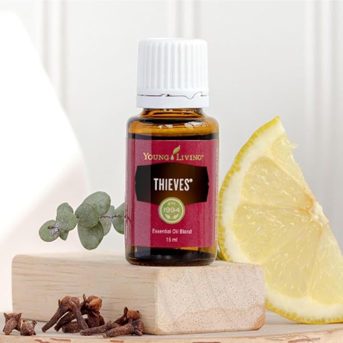 Young Living Thieves Essential Oil Blend | 15 ml | Supports Immune System & Cleansing | Clove, Lemon, Cinnamon Bark, Eucalyptus Radiata, Rosemary | 100% Pure Therapeutic Grade perfect for a hair oil