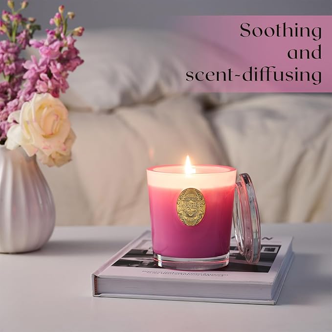 M&SENSE Natural Soy Candle| Lavender Chamomile Purple | 10.2 oz, 55H Burn | Luxury Scented Candle for Relaxation, Gifting, Home Décor |for Bedroom, Office, Party