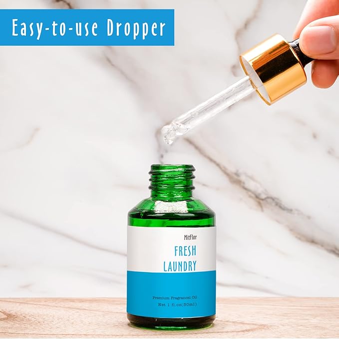Fresh Laundry Fragrance Oil, MitFlor Single Scented Oil, Large Size Premium Grade Fragrance Oil for Soap & Candle Making, Aromatherapy Diffuser Oil, Refreshing Lemony Scent for Home Fragrance, 30 ml