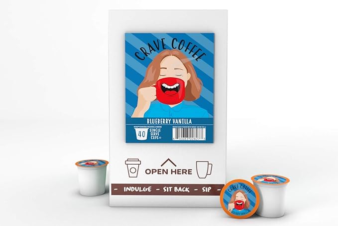 Crave Beverages Flavored Coffee Pods Compatible with 2 K-Cup Brewers, Blueberry Vanilla, 40 Count