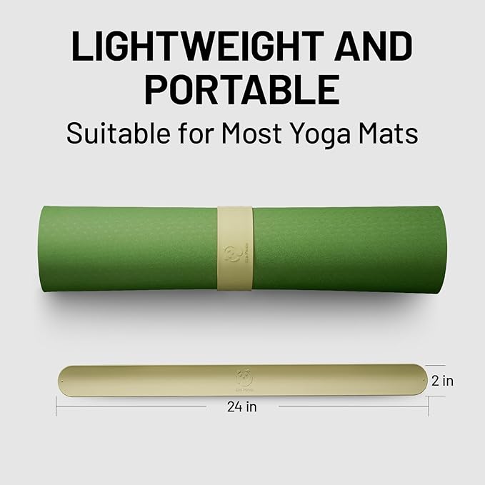 Slim Panda Yoga Mat Strap Slap Band, One Snap Keeps Mats Tightly Rolled, Heavy-Duty Clasp Fits Most Size Mats(24" L X 2" W)