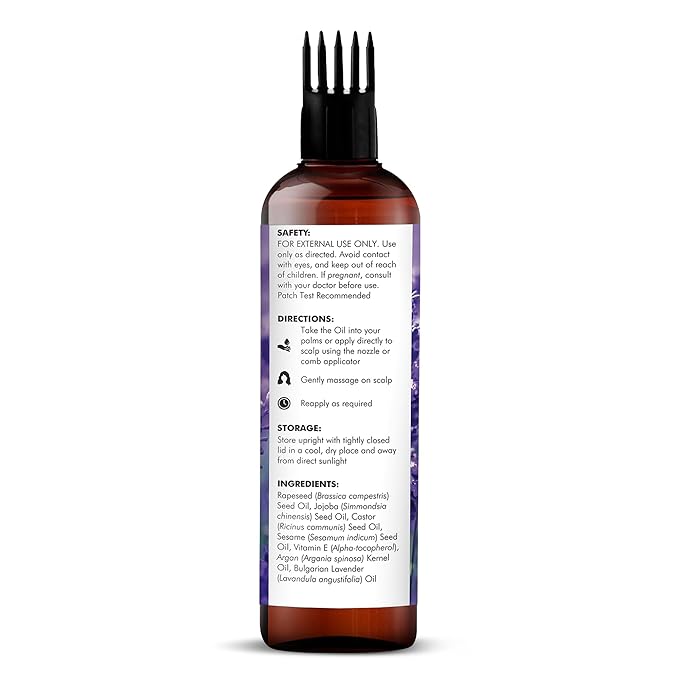 Majestic Pure 100% Pure Lavender Oil with Vitamin E for Hair Care, Strengthening, Nourishing, and Volumizing Formula with Vitamin E & Argan Oil - Non GMO Verified, 6.7 Fl Oz