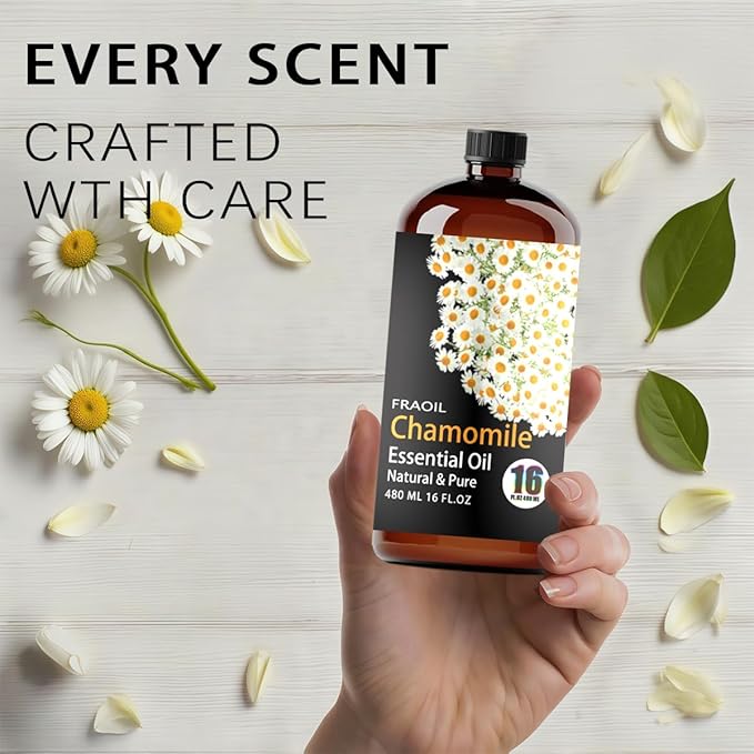 Chamomile Essential Oil, Chamomile Oil 16 Fl Oz 480 ML for Diffuser Humidifier Yoga Cleaning DIY Candle Soap Making Perfume Gift for Women Essential Oils
