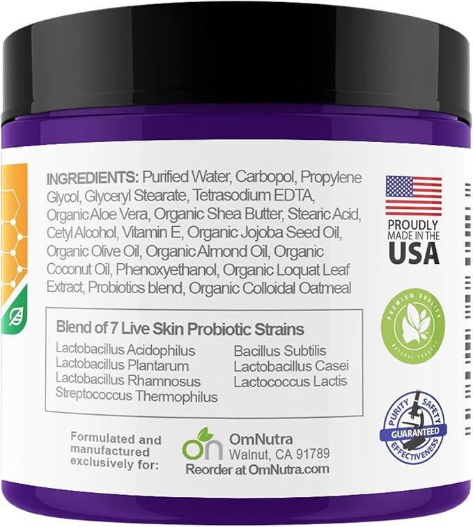 Biwaderm Probiotic Skin Cream - 4OZ Organic Based Topical Probiotics for Skin Care Eczema Treatment Psoriasis Treatment for Folliculitis Treatment Pure Aloe Vera Gel 4oz