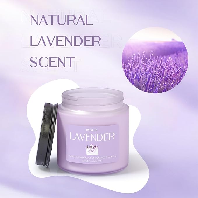Lavender Candle, BOYUJK Scented Candles for Home, Scented Candle Set for Stress Relief and Promote Sleep, Candles Gifts for Women and Men