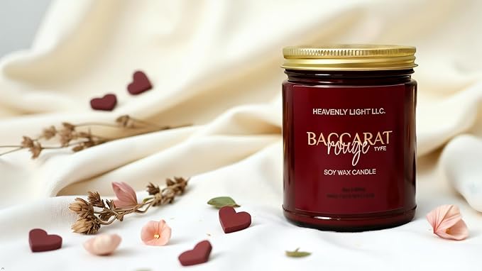 Heavenly Light LLC 100% Non-Toxic 9 oz Scented Soy Wax Candles (Baccarat Rouge (Type)