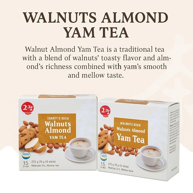 Korean Walnut Almond Grain Latte Mix 호두아몬드마차 Traditional Nut & Grain Drink Powder | Smooth & Creamy Hot Beverage | 15 Instant Stick Packs (225g) | DAHLORE