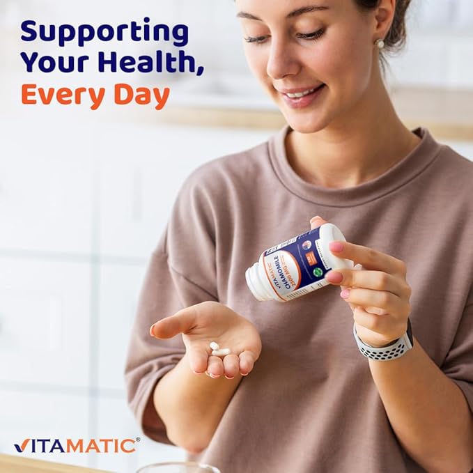 Vitamatic Chamomile 2500 mg Equivalent Per Serving (from 250 mg of 10:1 Extract) - 240 Veg Capsules - Non-GMO & Gluten Free
