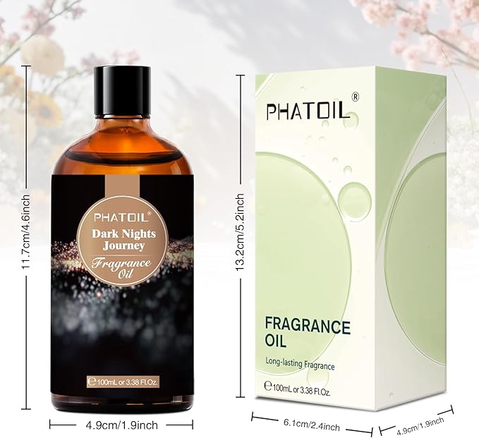 PHATOIL Dark Nights Journey Fragrance Oils for Aromatherapy, 3.38FL.OZ Diffuser Oils for Home, Perfect for Aromatherapy, Humidifiers, Yoga, DIY Candle and Soap Making - 100ml